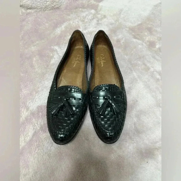 Cole Haan Shoes - Cole Haan Black Leather Basket Weave Tassel Loafers Size 9 1/2AA Narrow
